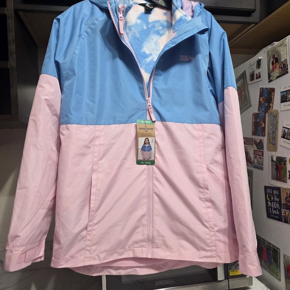 Eddie Bauer Kids Two-Tone 3 In 1  Blue and Pink Jacket YOUTH girls 18/20